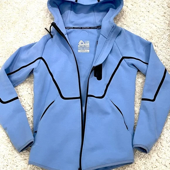 ALPHALET Men’s Blue Scuba Hoodie S Small